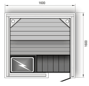 Сауна 1600x1600x2100 Вариант 2